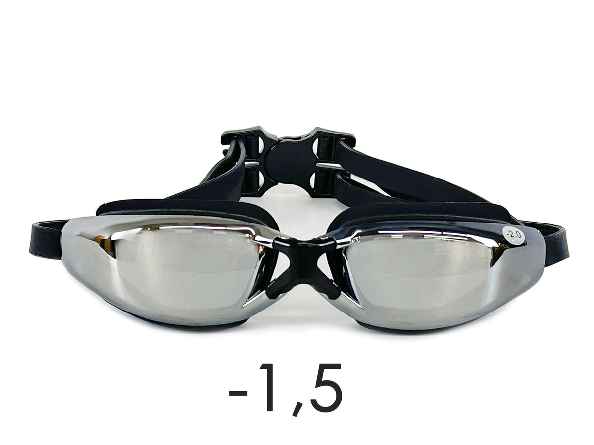 Schwimmbrille mit Sehstärke Antibeschlag UV-Schutz Goggles mit Spiegel -1,5 bis -7,5 für Männer Frauen