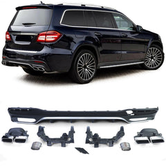 Für Mercedes GLS X166 2015-2019 Stoßstange Heckdiffusor + 4 Rohr Endrohre Chrom