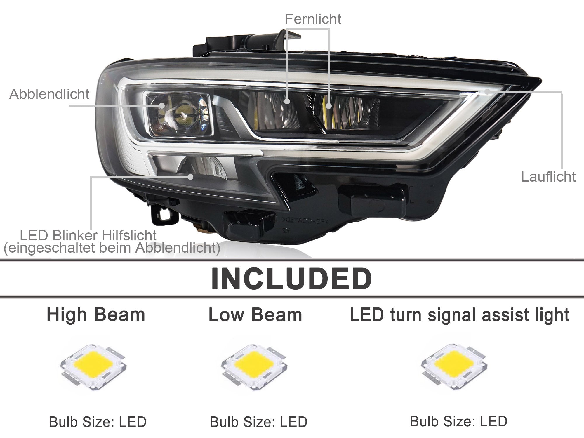 LED Rechts Scheinwerfer Frontscheinwerfer für Audi A3 S3 8V 17-20 8V0941034