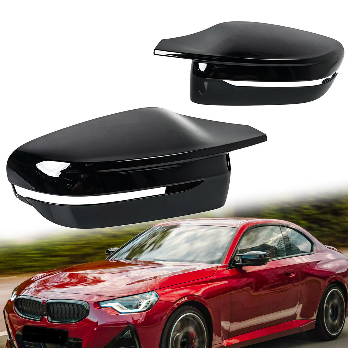 L+ R Schwarz Spiegelkappen Außenspiegel für BMW G42 G20 G21 G22 G23 G26 G30 G31 G11 G14 G15 G16