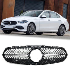 C63 Optik Diamant Grill Kühlergrill Frontgrill Schwarz für Mercedes C Klasse W206 S206 Avantgarde 2021+