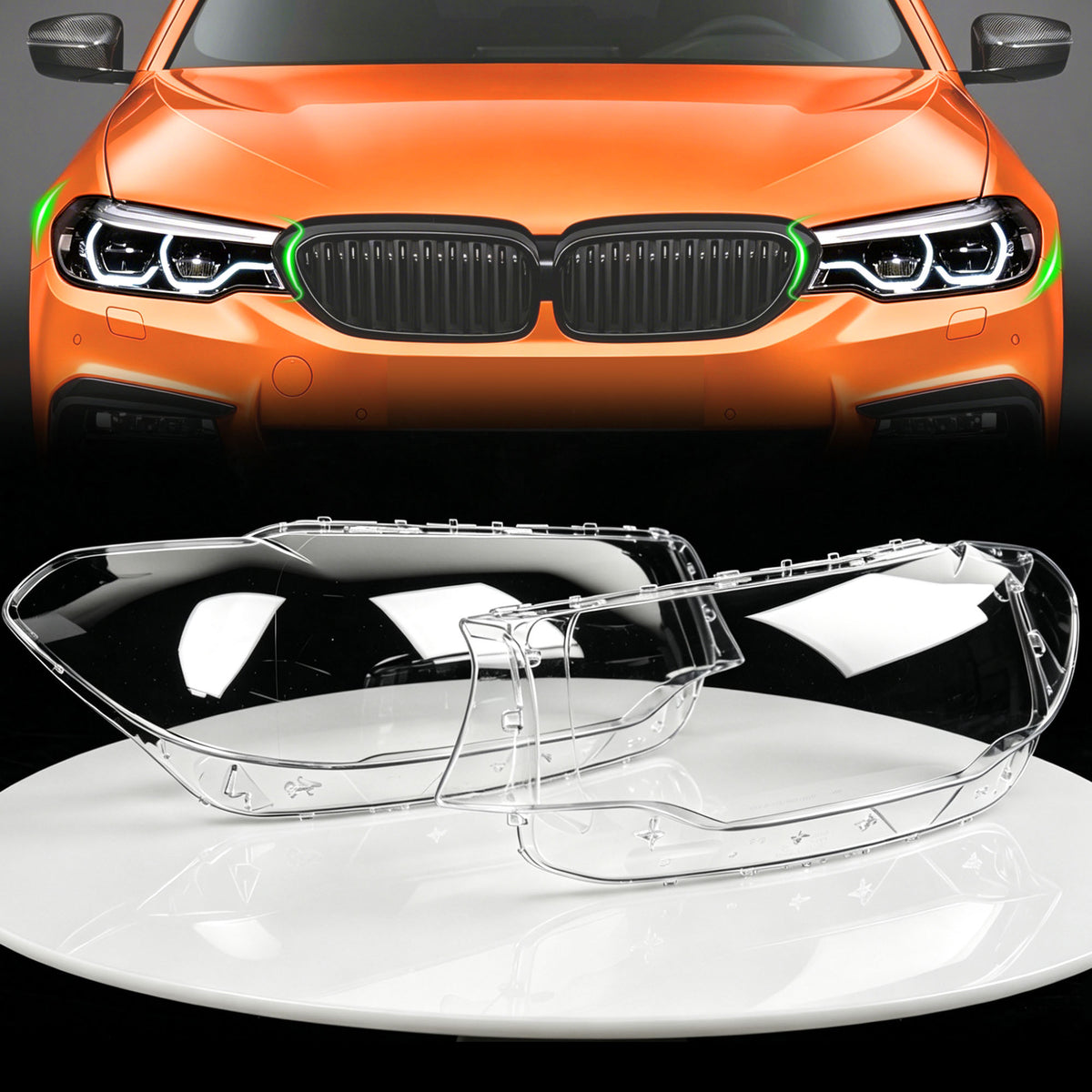 Paar Klar Scheinwerferabdeckungen Glas Streuscheibe für BMW 5er G30 G31 2016-2020