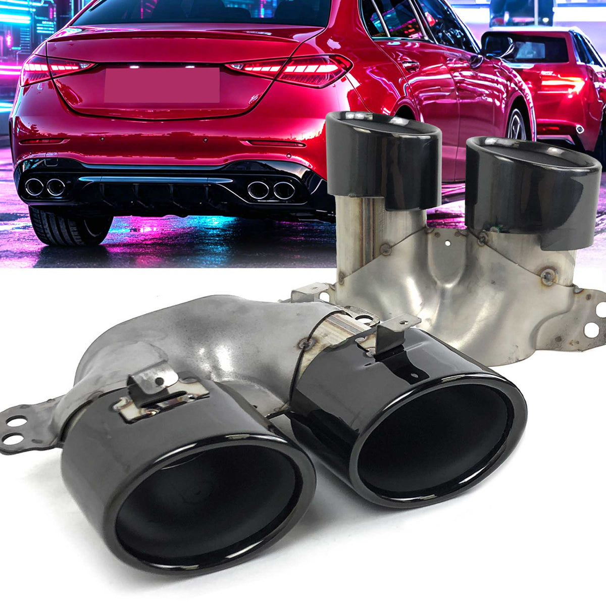 NEU Auspuffblenden Endrohre Exhaust Schwarz für Mercedes Benz W206 S206 2021+