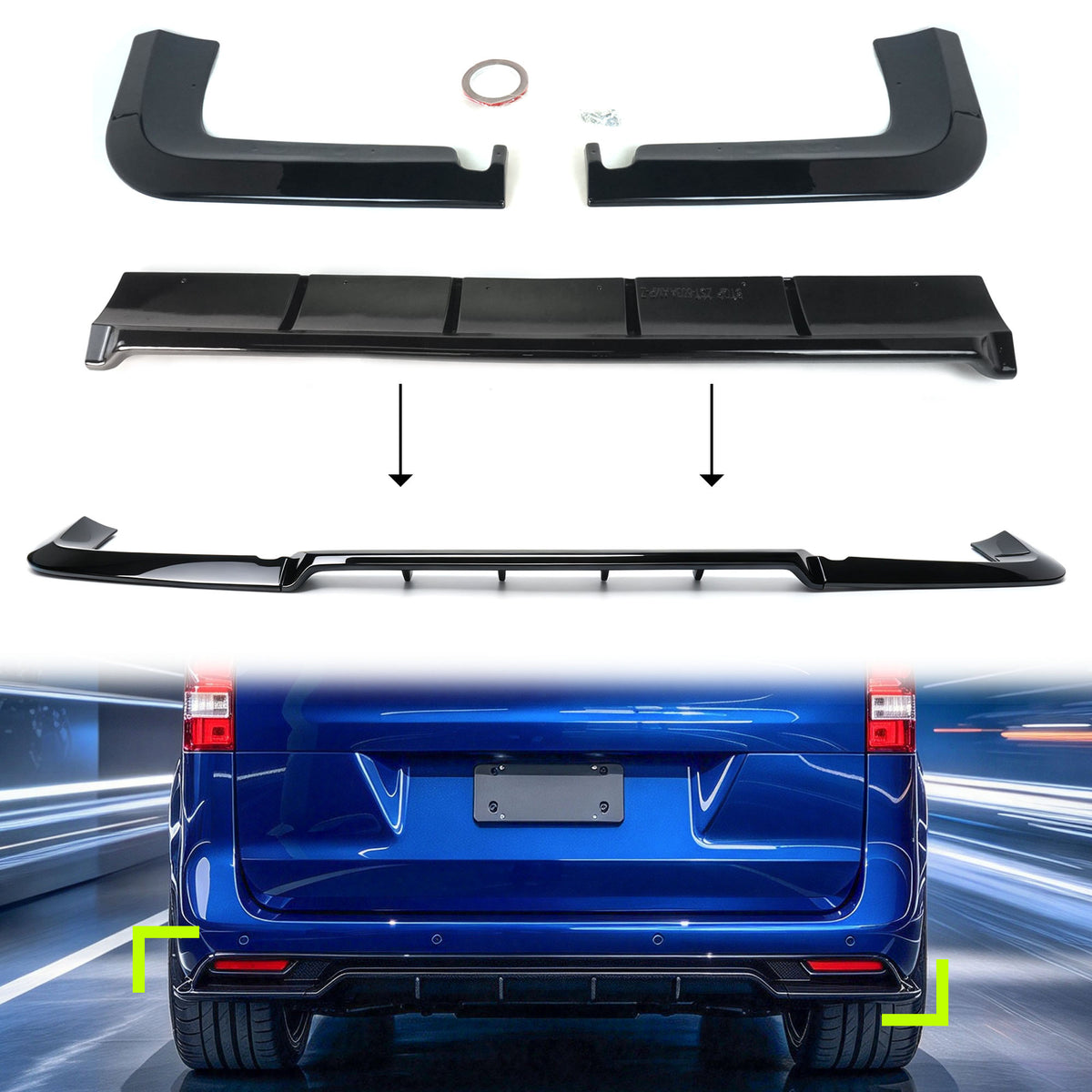Heckdiffusor Diffusor Schwarz Glanz für Mercedes Benz Vito W447 14-19 OHNE ABE