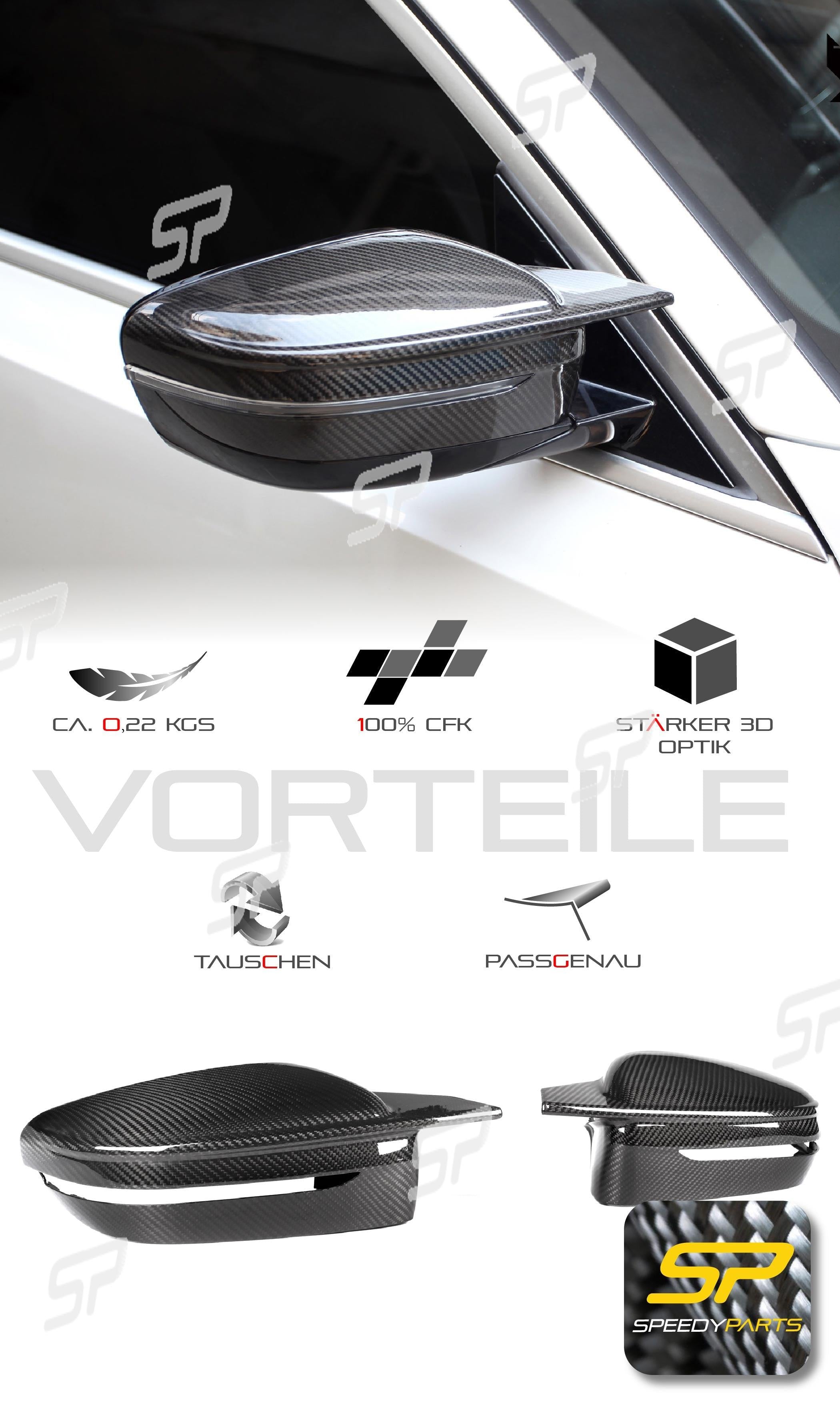 Spiegelkappen Außenspiegelkappen 100% Echt Carbon Fiber Passend für G42 G20 G21 G22 G23 G26 G28 mc153