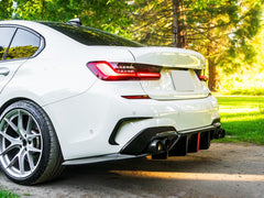 Stoßstange Heck Aero Flaps Canard Schwarz für BMW 3er G20 M Paket 2019-2022 vor LCI