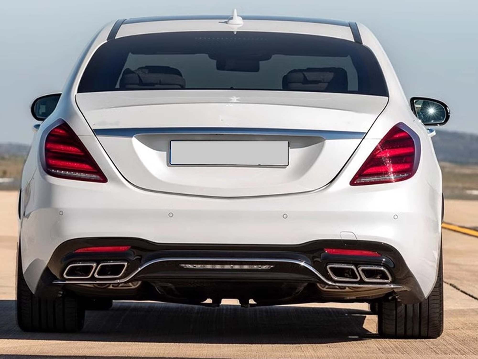 Heckdiffusor Diffusor Auspuff Schwarz für Mercedes W222 V222 AMG Line facelift 17-20