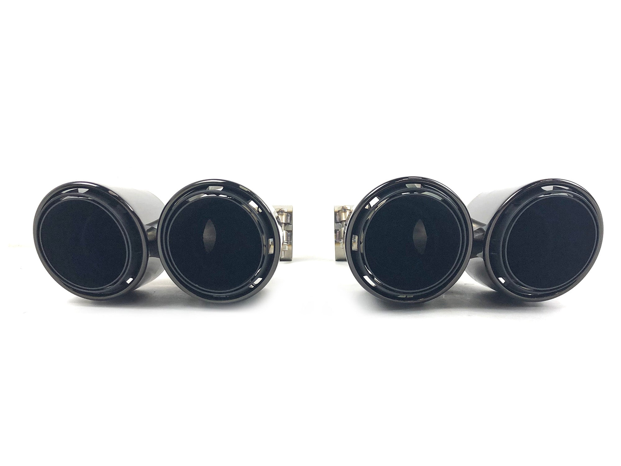 Schwarz Glanz Auspuffblenden Endrohre Auspuff Blende für VW Touareg II 2011-2018 et335