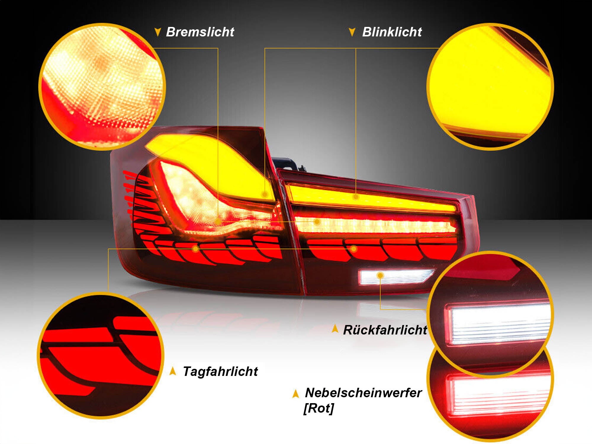 Voll LED Rückleuchten für BMW 3er F30 F35 F80 2011 - 2019 Rot RED Leuchte