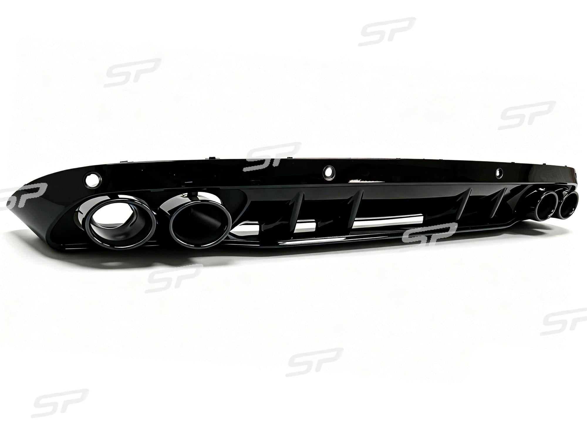Schwarz Heckdiffusor Endrohre C43 Look für Mercedes W205 S205 Seriens Avantgarde