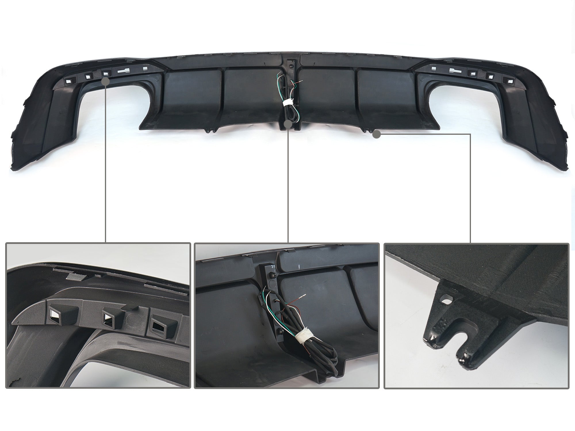 Schwarz Glanz Diffusor Heckdiffusor mit LED Licht für AUDI A4 S4 B9 S Line 2020+ OHNE ABE