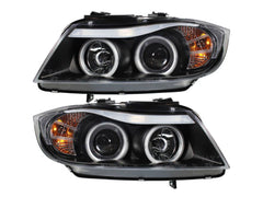 Scheinwerfer Angel Eyes Schwarz Passend für 3er E90 Limousine E91 Touring 2005-2008