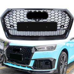 Wabengrill Kühlergrill Front Grill Schwarz Glänzend für Audi Q5 FY SQ5 2017-2020 mit PDC