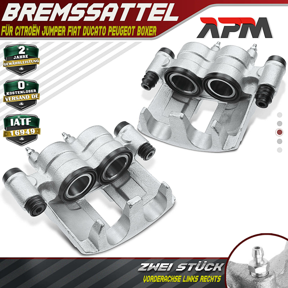 2x Bremssattel Bremsanlage Vorne L+R für Citroën Jumper Fiat Ducato Peugeot