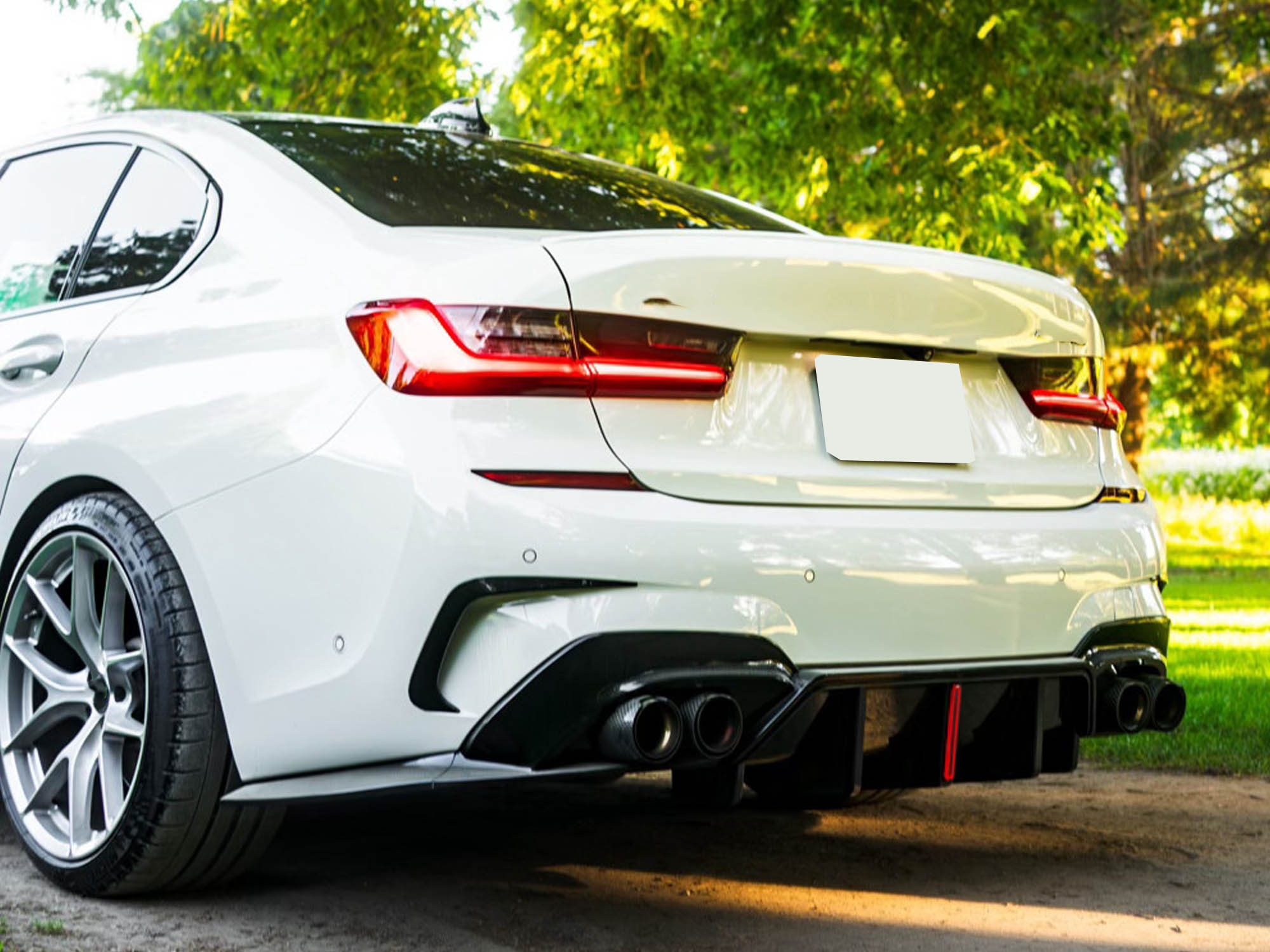 Stoßstange Heck Aero Flaps Canard Schwarz für BMW 3er G20 M Paket 2019-2022 vor LCI