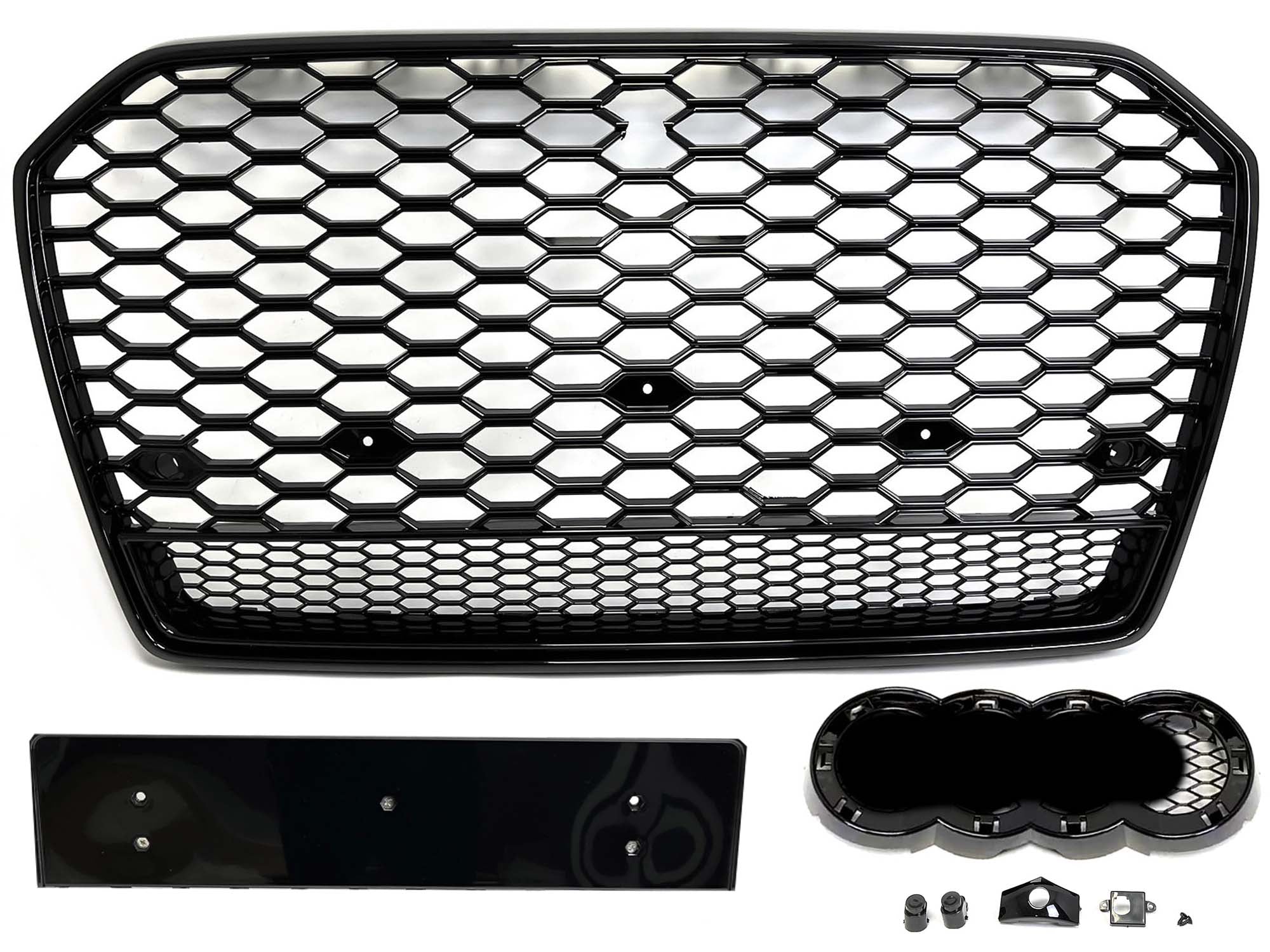 Wabengrill Kühlergrill Grill Schwarz für Audi A6 S6 C7 4G Limo Avant S Line MOPF 2015-2018