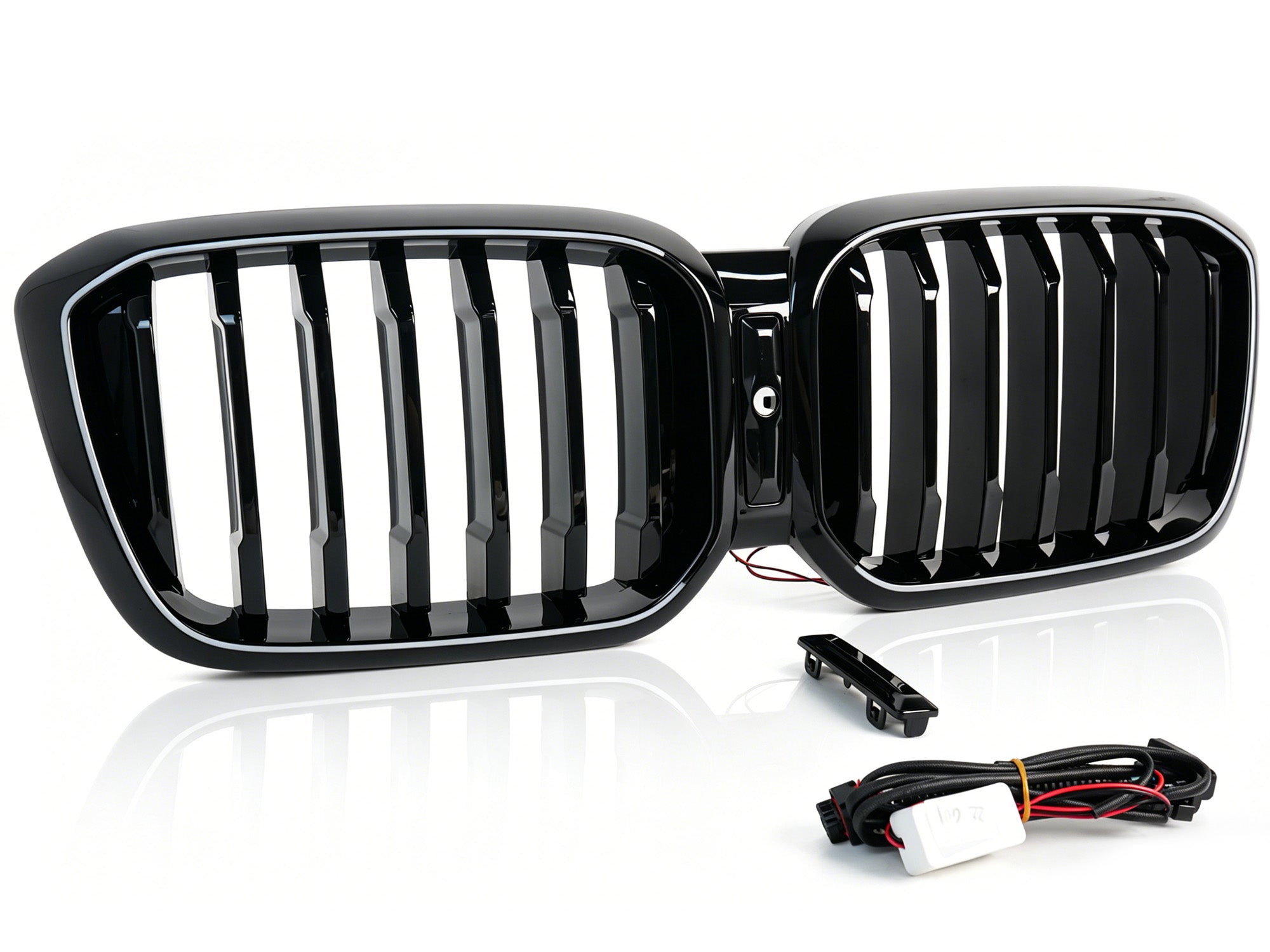 Schwarz Einsteg LED Kühlergrill Frontgrill Grill Nieren für BMW X3 G01 X4 G02 22+ LCI