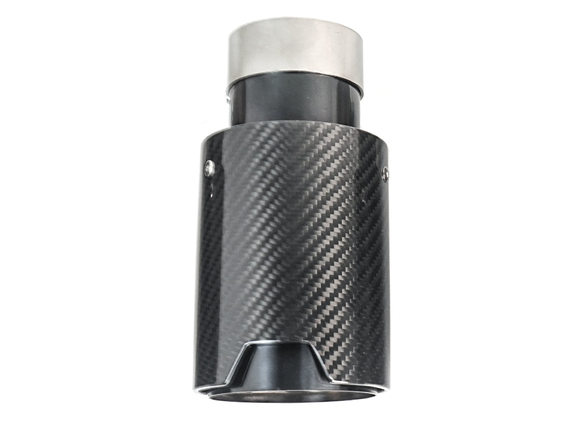 NEU Schwarz Chrom Carbon Fiber Auspuffblende Endrohre Sportauspuff Passend für Universal 60-63mm et278