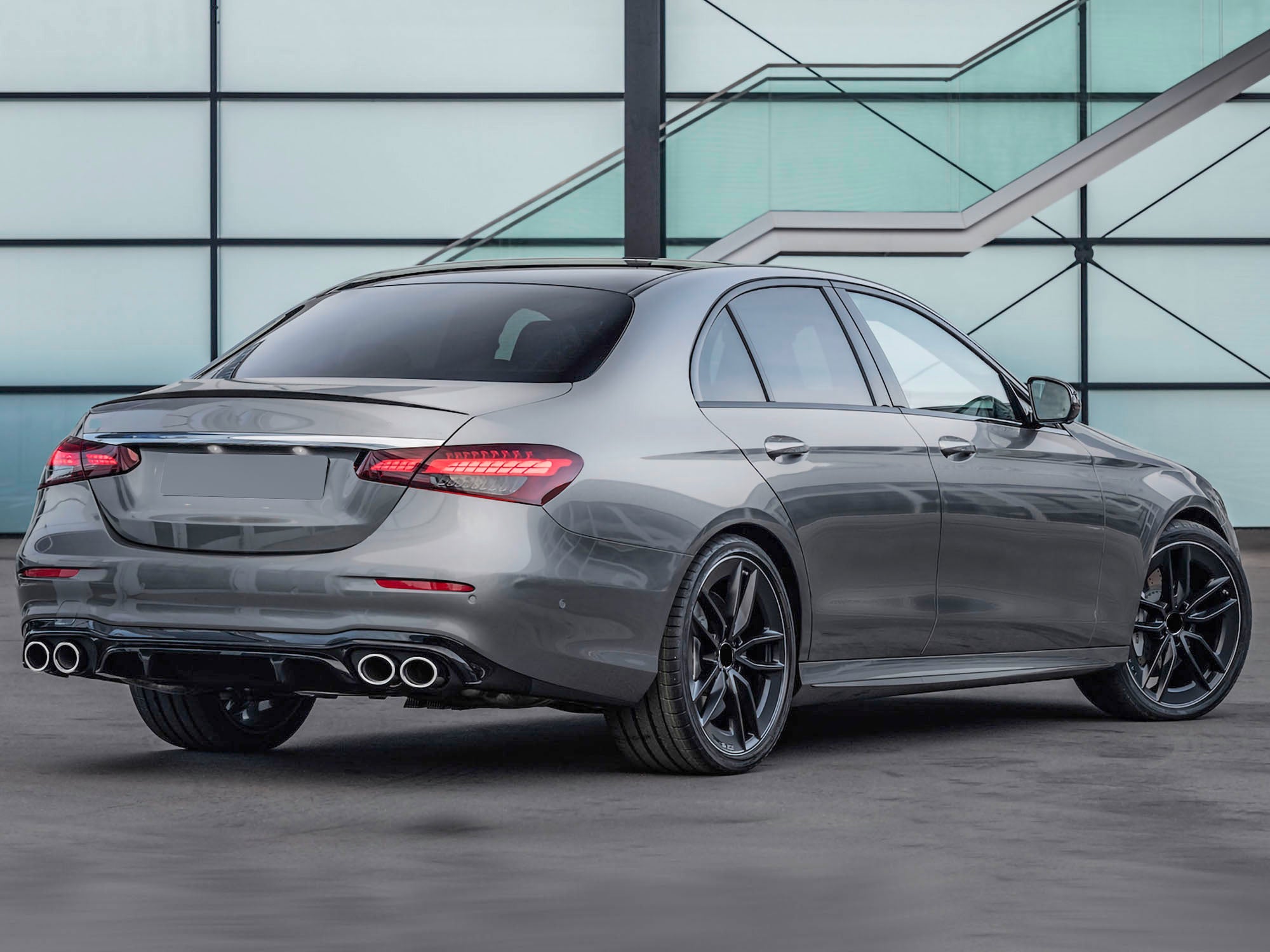 NUR FÜR BENZIN Diffusor Heckdiffusor + Auspuff Chrom für Mercedes E-Klasse W213 AMG Line MODF ab 07.2020 di125