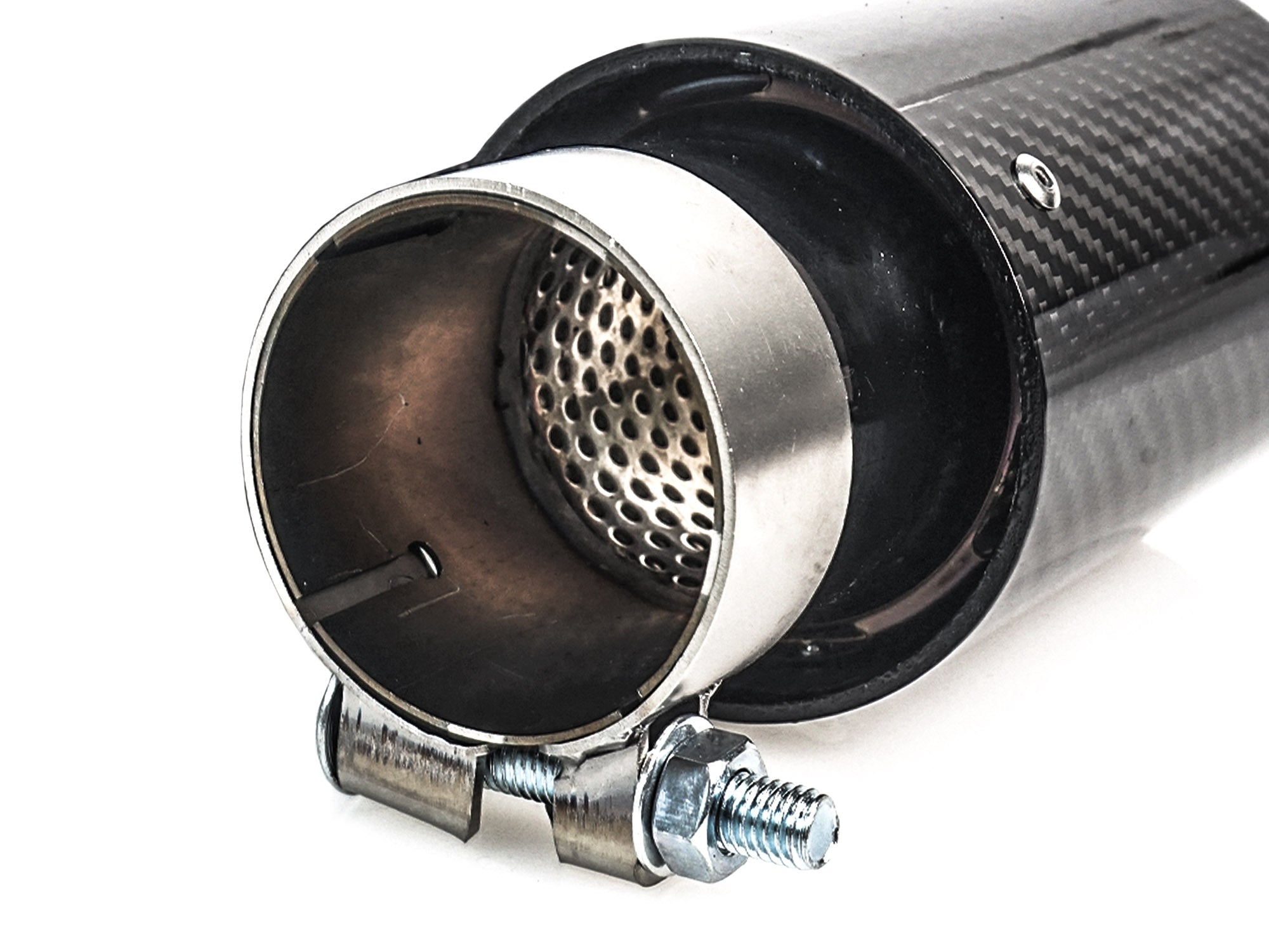NEU Schwarz Chrom Carbon Fiber Auspuffblende Endrohre Sportauspuff Passend für Universal 60-63mm et278