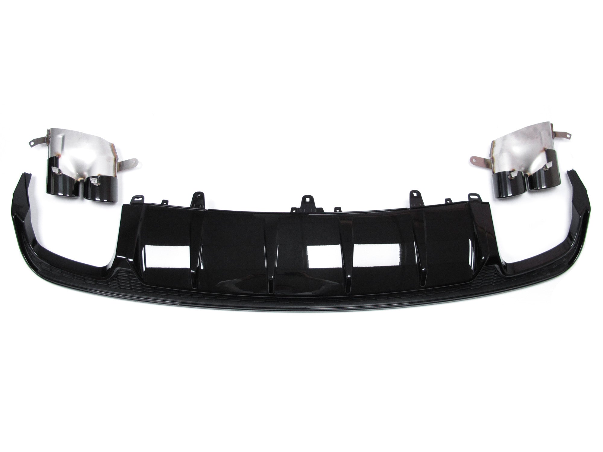 Heckdiffusor Diffusor + Auspuff Schwarz für AUDI A6 C7 4G Limo Avant S Line 2015-2018