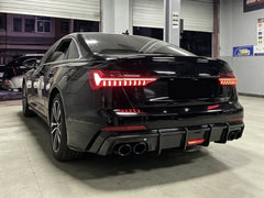Schwarz Diffusor Heckdiffusor mit LED Licht für Audi A6 S6 C8 S Line ohne AHK KEIN ABE