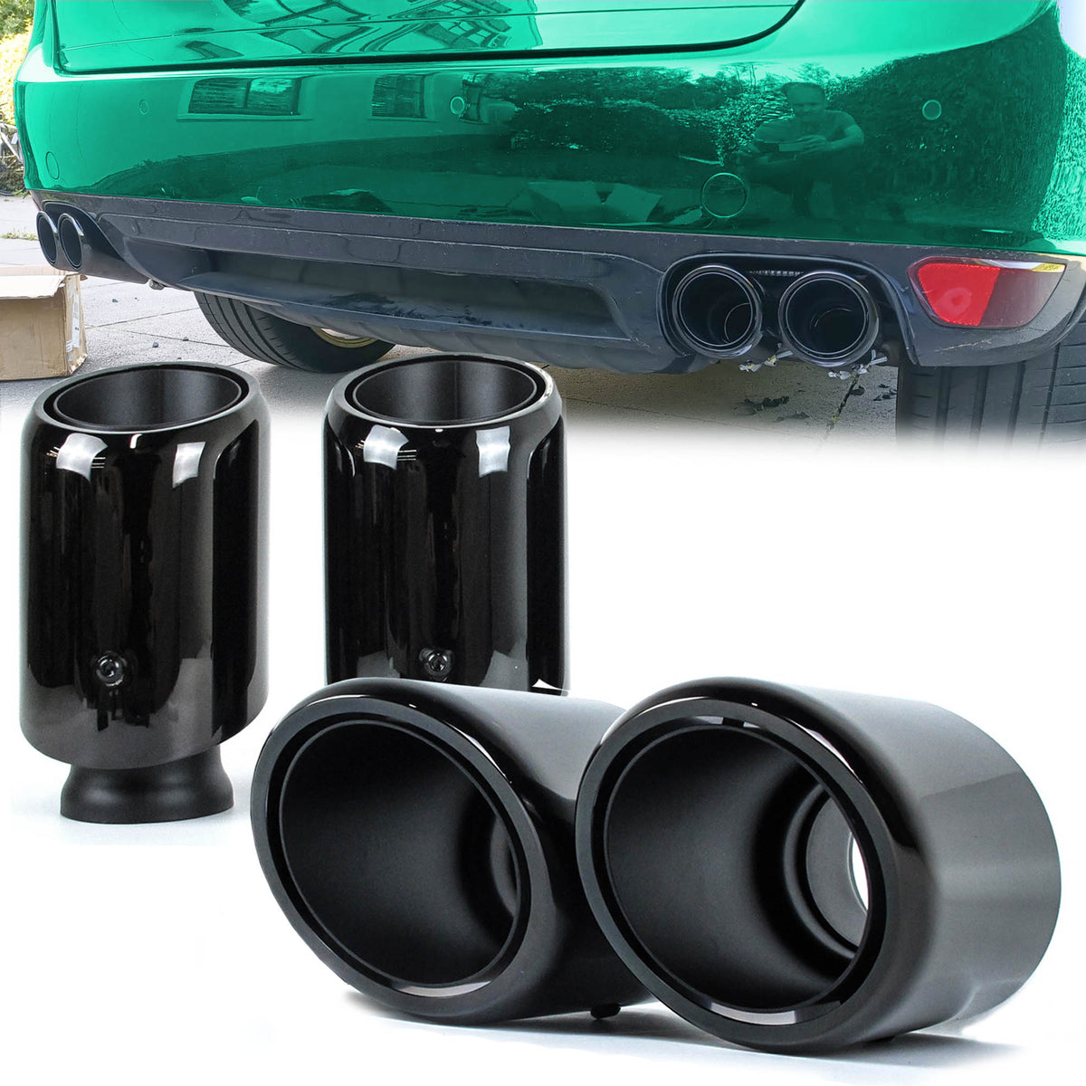 Auspuffblenden Satz Schwarz 4 Stücke für Porsche Cayenne S GTS Turbo Turbo S 958 4,8L V8 2011-2014