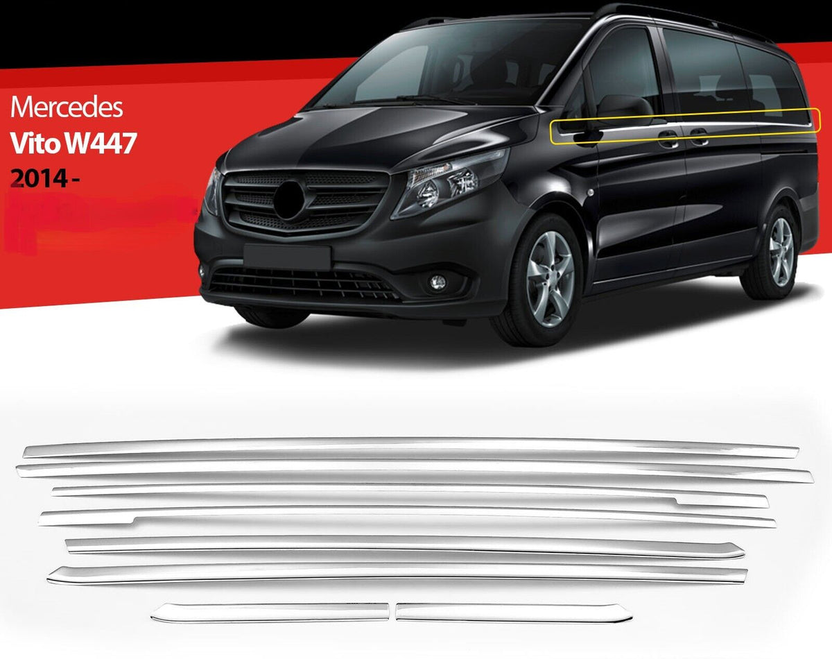 Fensterleiste für Mercedes Vito W447 2014-2024 langes Fahrwerk L2 Edelstahl 8tlg