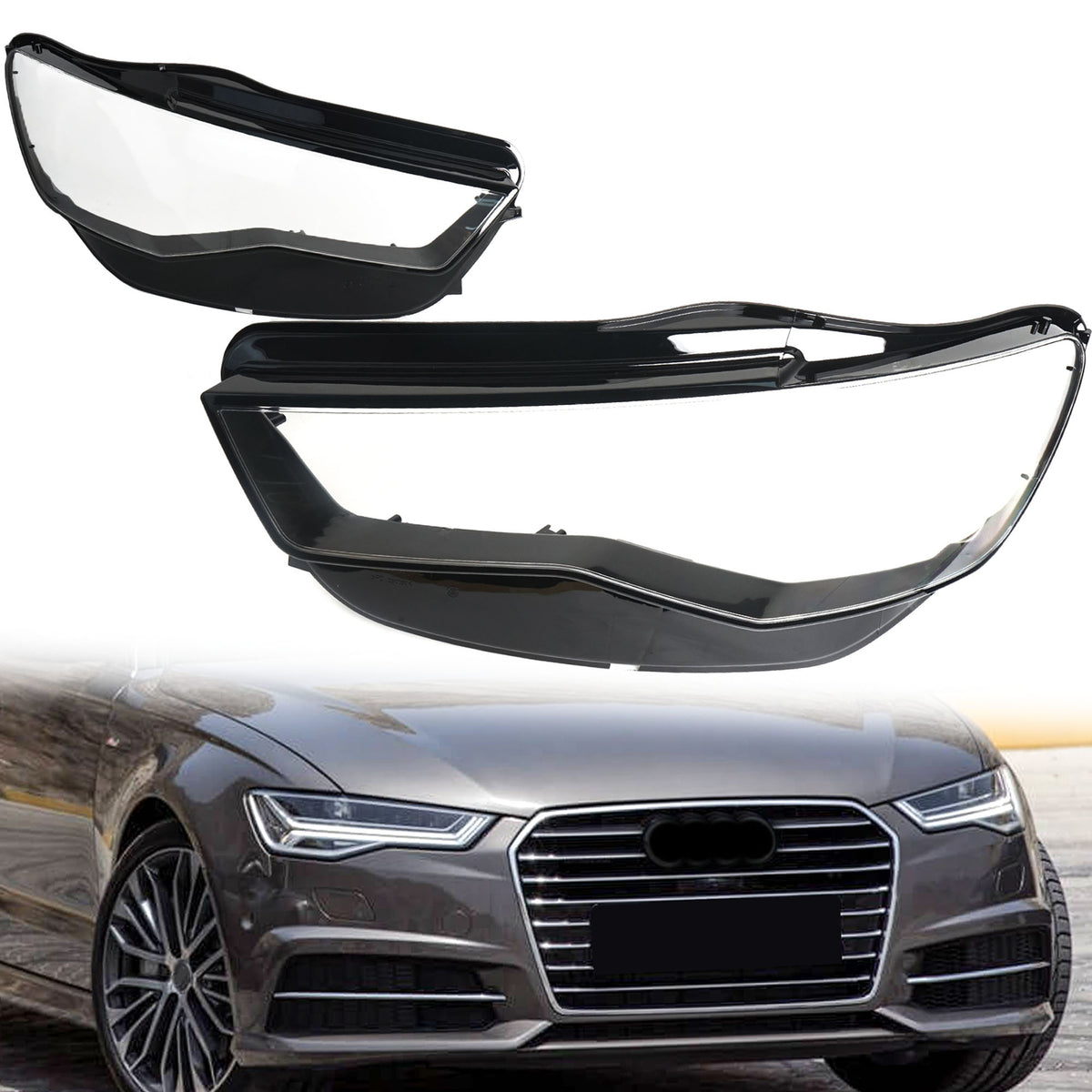 Scheinwerfer-Abdeckungen Glas Streuscheibe Paar für AUDI A6 C7 2016-2018