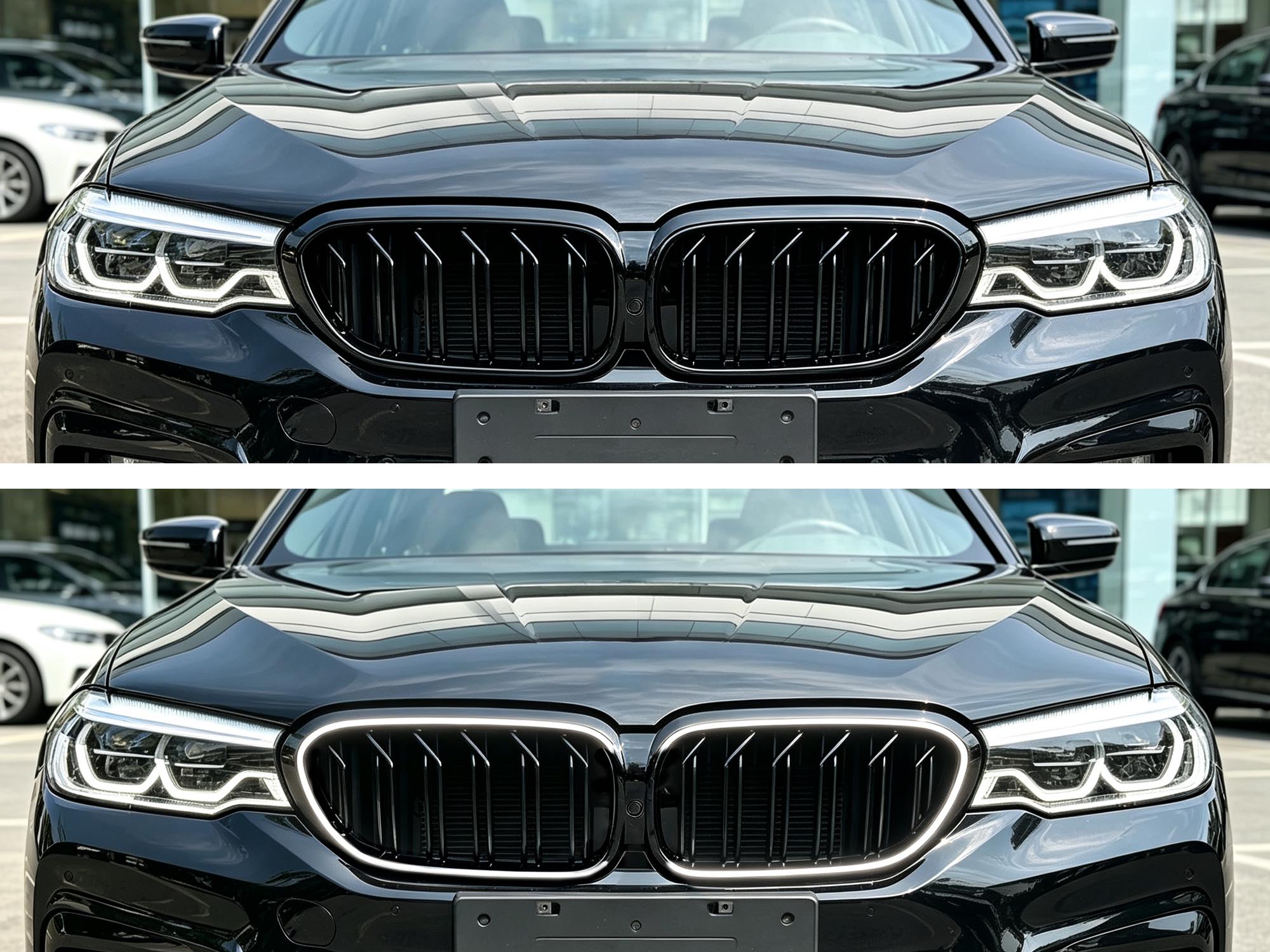 LED Kühlergrill Grill Frontgrill Schwarz für BMW 5er G30 G31 2017-2020 vor LCI