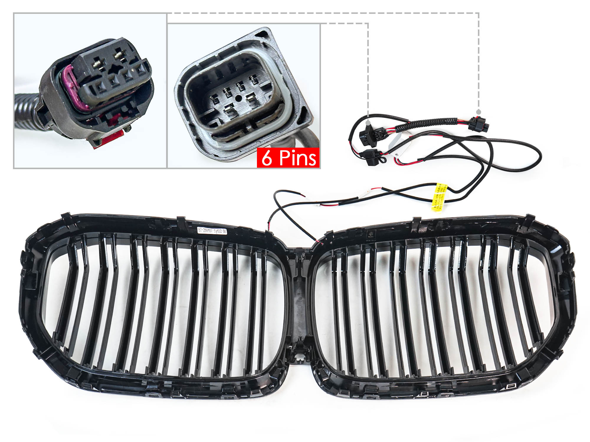 Doppelsteg Schwarz LED Grill Kühlergrill Nieren für BMW X5 G05 2018-2023