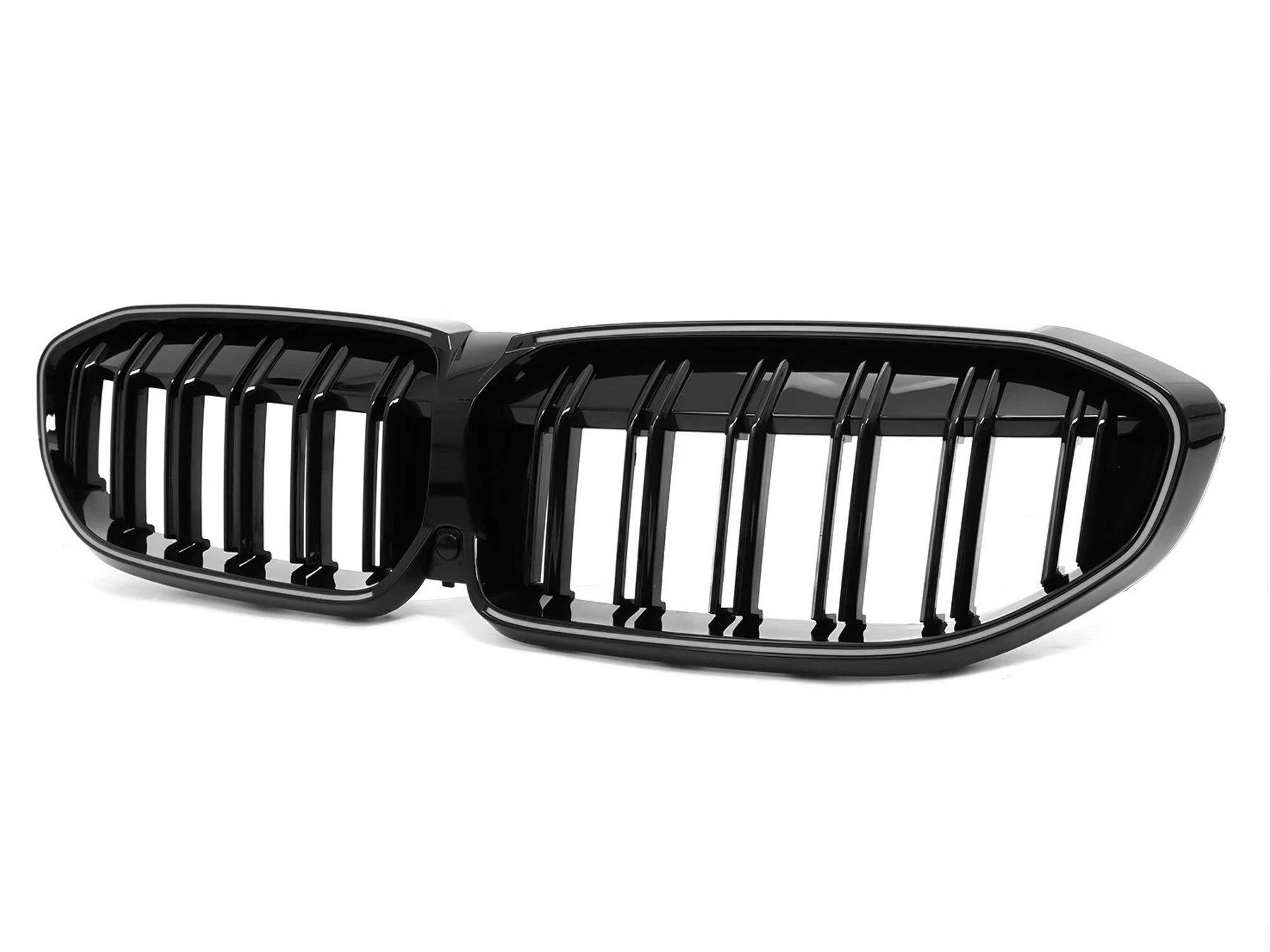 Schwarz Doppelsteg LED Kühlergrill Grill Frontgrill für BMW 3er G20 G21 2019-2022 vor LCI