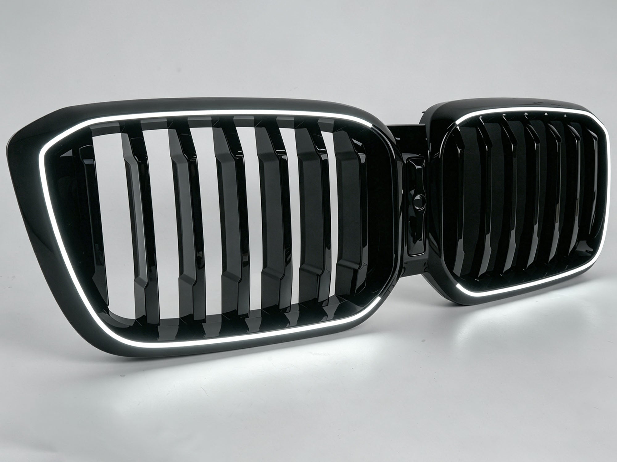 Schwarz Einsteg LED Kühlergrill Frontgrill Grill Nieren für BMW X3 G01 X4 G02 22+ LCI