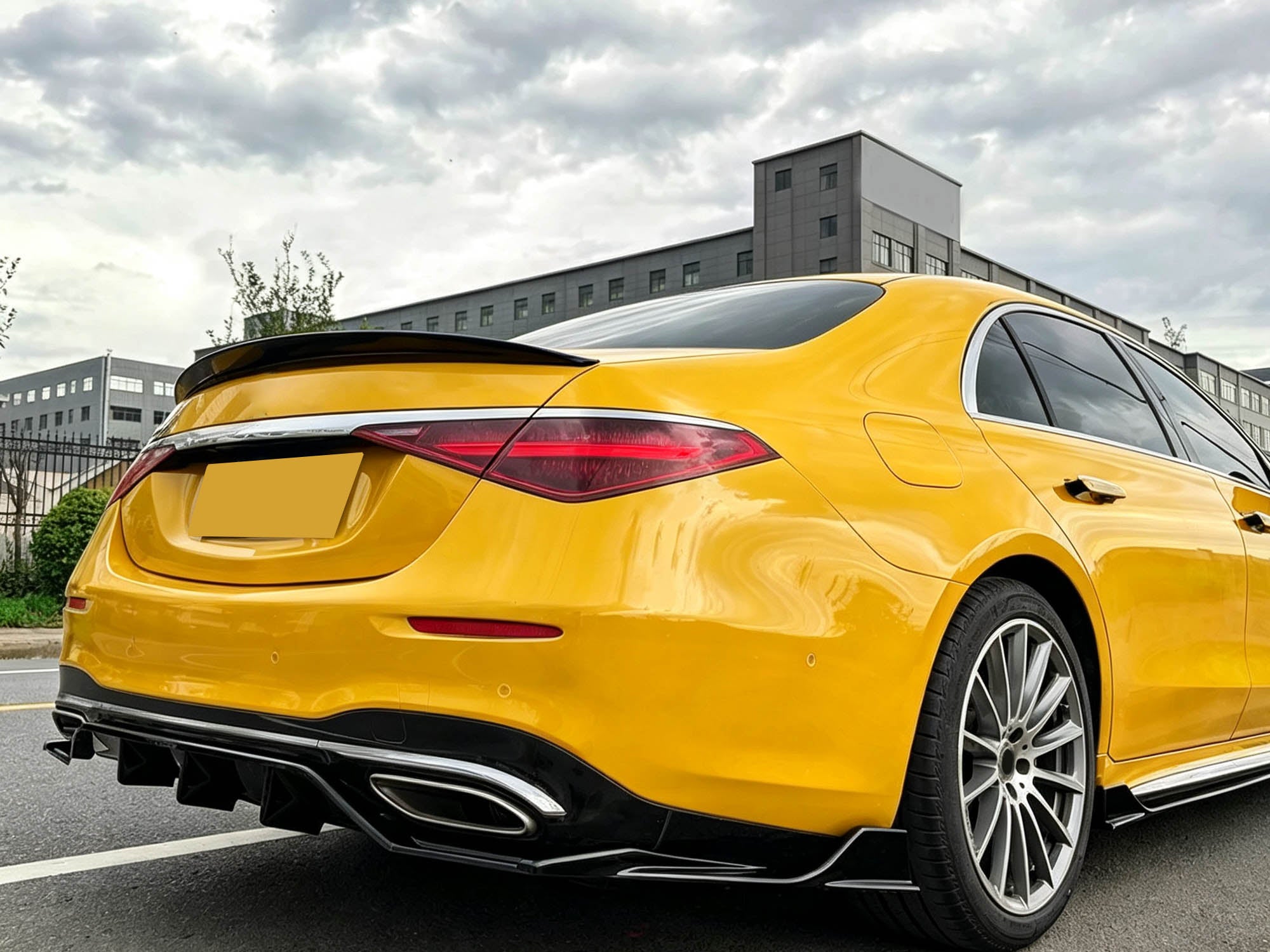 Heckspoiler Spoiler Lippe Schwarz Glanz für Mercedes Benz S Klasse W223 Limo 2020+