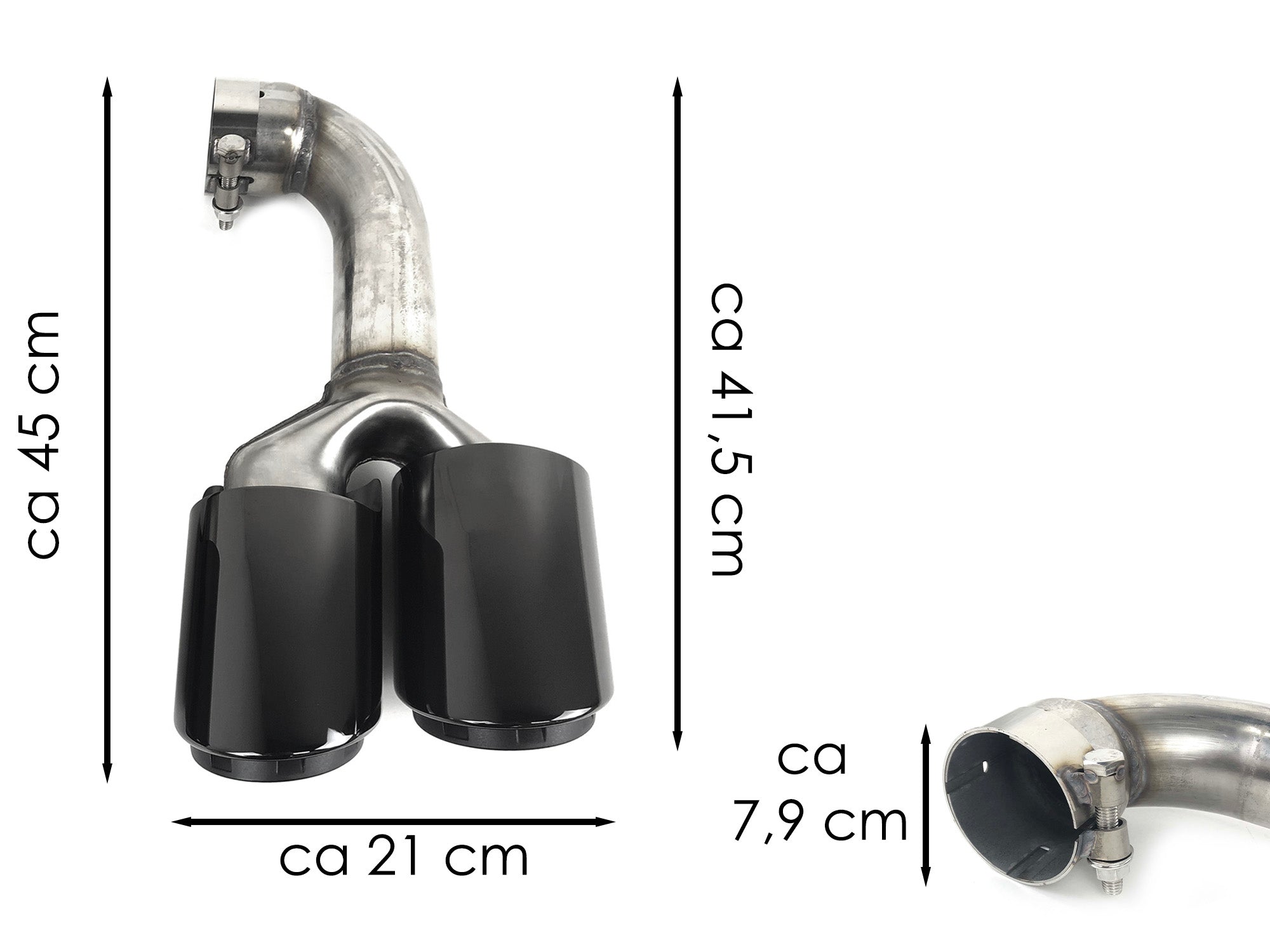 Schwarz Glanz Auspuffblenden Endrohre Auspuff Blende für VW Touareg II 2011-2018 et335