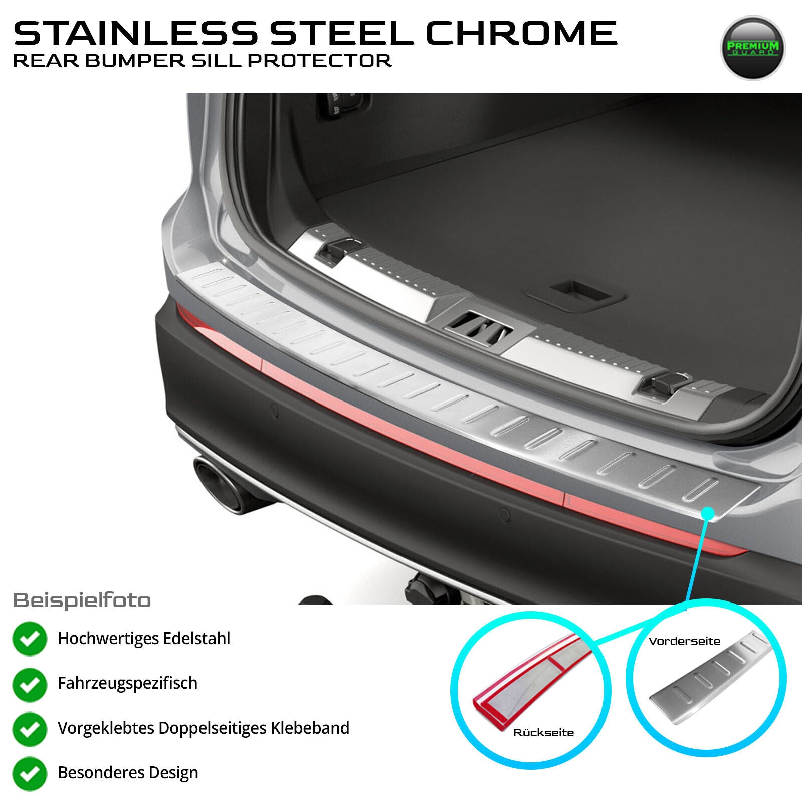 Ladekantenschutz für VW Touran 2010-2014 Stoßstangenschutz Edelstahl Silber