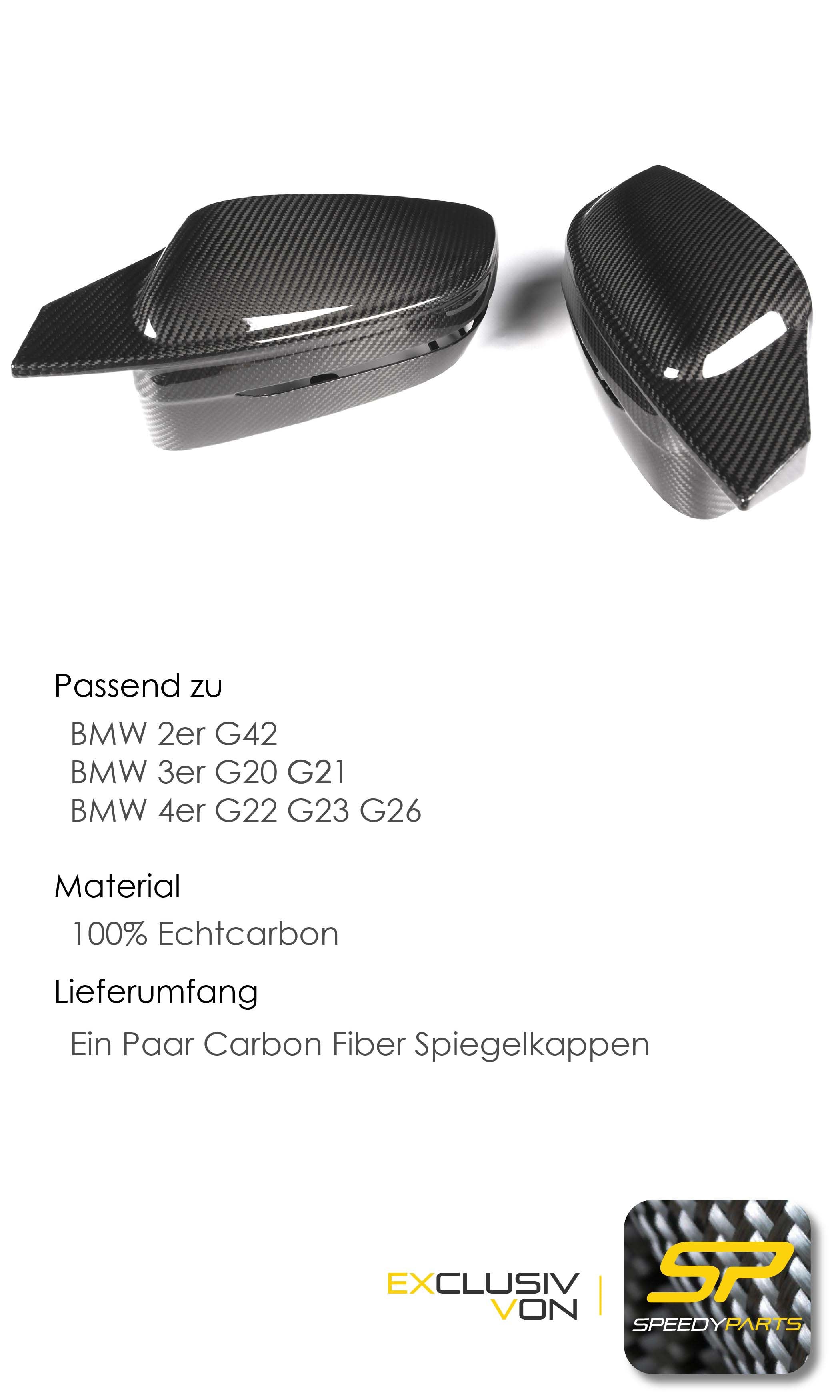 ✔️Aufregende BMW 3er G20 Spiegelkappen Echcarbon 
