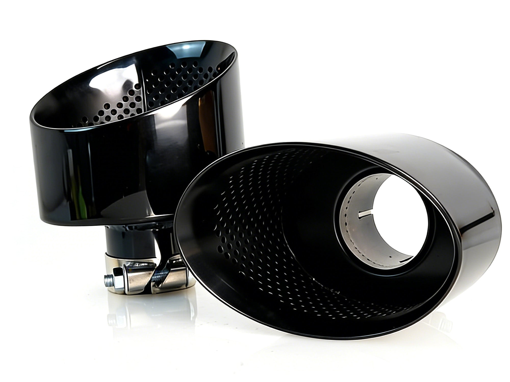 NEU Glänzend Schwarz Endrohr Auspuffblenden Blende für AUDI RS Stoßstange et268