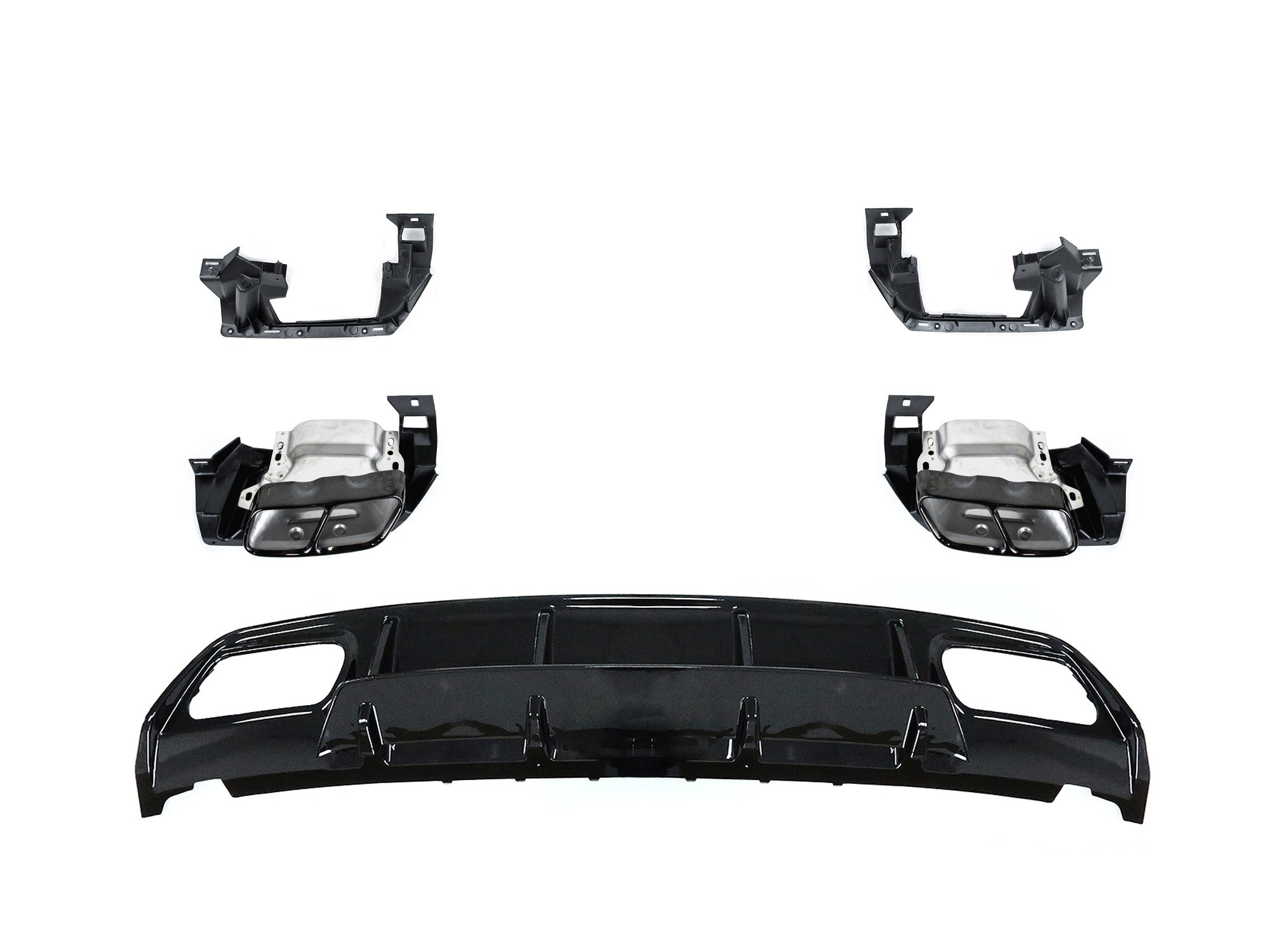 Diffusor Heckdiffusor + Schwarz Auspuffblenden für Mercedes Benz A-Klasse W176 AMG Line A45 AMG ab2015 di17