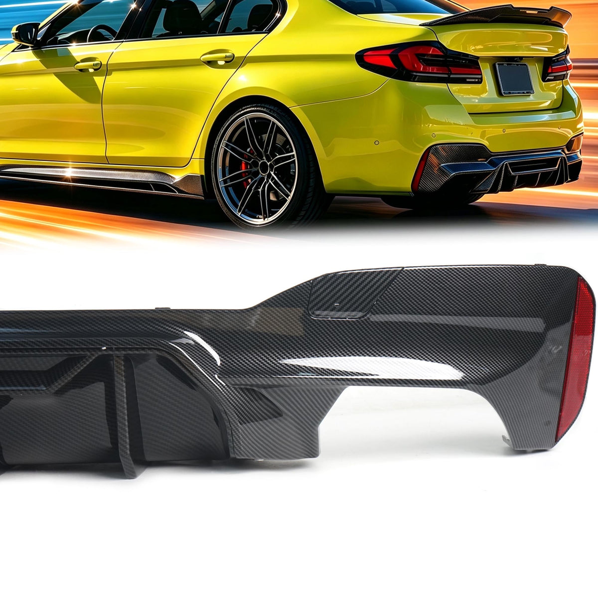 Heckdiffusor Diffusor Carbon Look Passend für 5er G30 G31 mit Sport Paket ab 2017 OHNE ABE