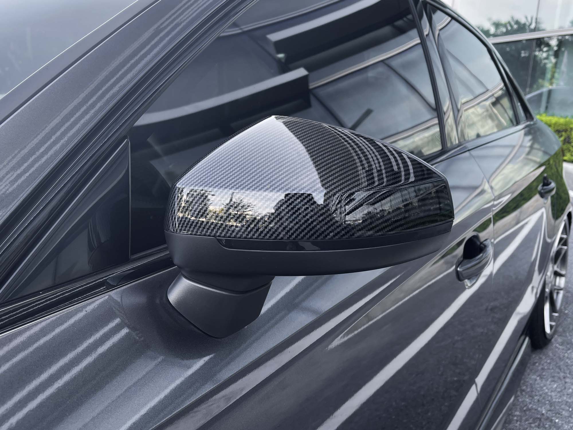 Carbon Optik Spiegelkappen Außenspiegel Gehäuse für AUDI A3 8V S3 RS3 TSI TDI ohne Side Assist 2013 - 2020 mc128