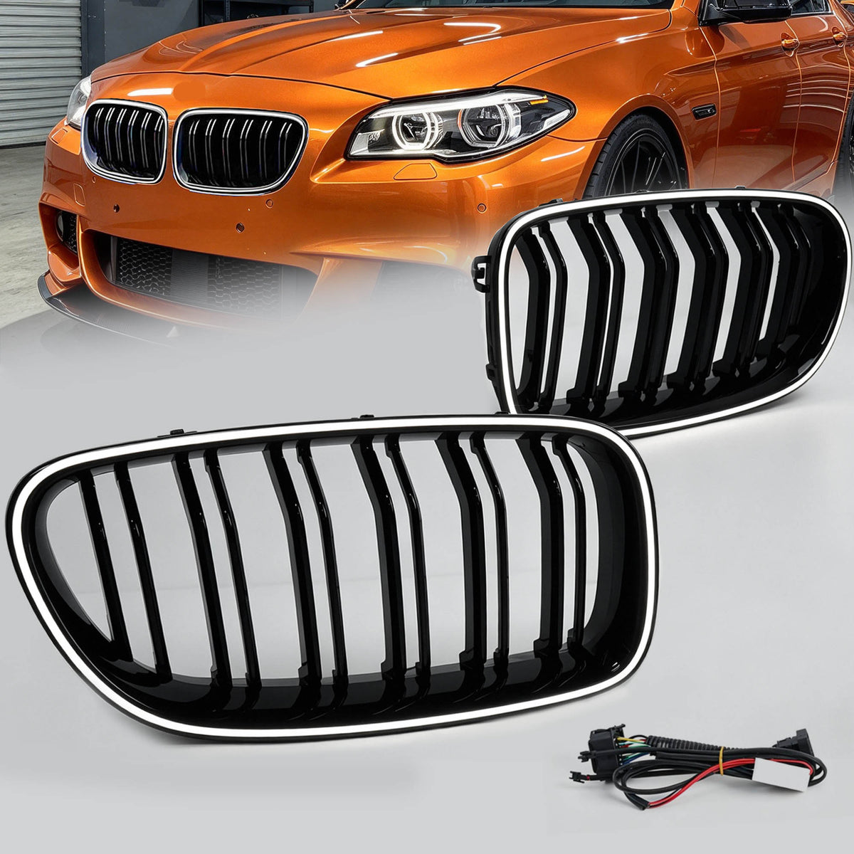 Schwarz LED Kühlergrill Grill Frontgrill für BMW 5er F10 F11 2011-2017