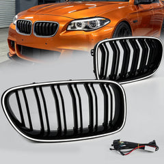 Schwarz LED Kühlergrill Grill Frontgrill für BMW 5er F10 F11 2011-2017