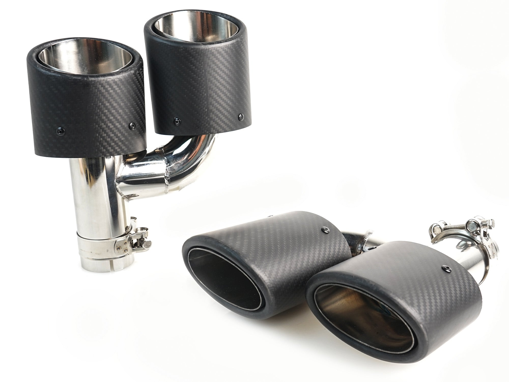 NEU Matt Carbon Duplex Sportauspuff Auspuffblenden Endrohre für AUDI VW Universal 48-52mm et259