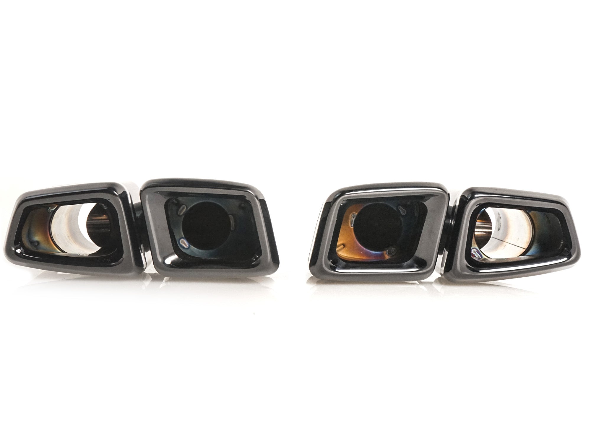 Auspuffblenden Endrohre H Eckig Schwarz für Mercedes CLS C219 C218 W221 S63 AMG et92