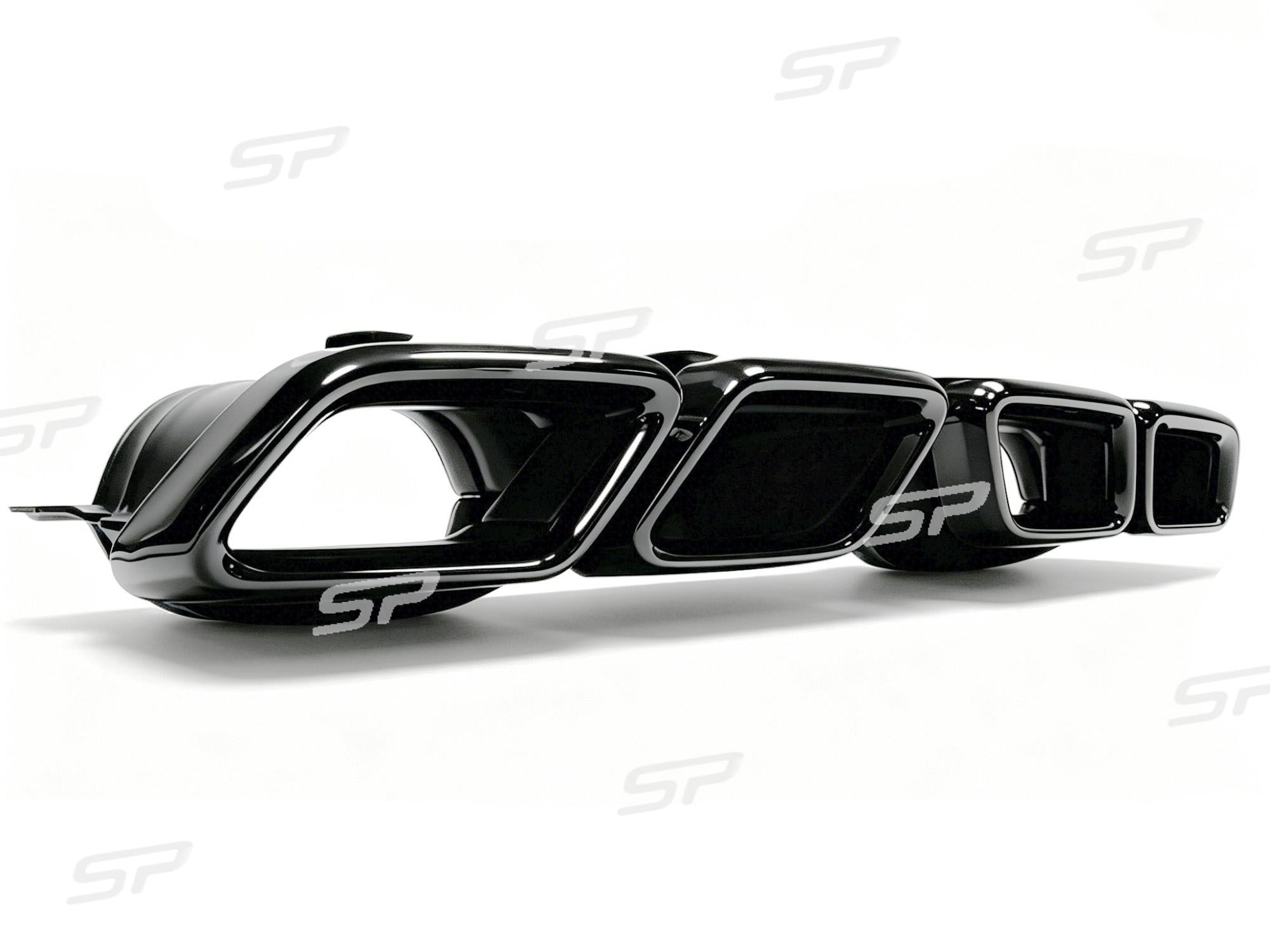 Schwarz Heckdiffusor Endrohre für Mercedes GLE W166 SUV AMG Line MOPF 15-18