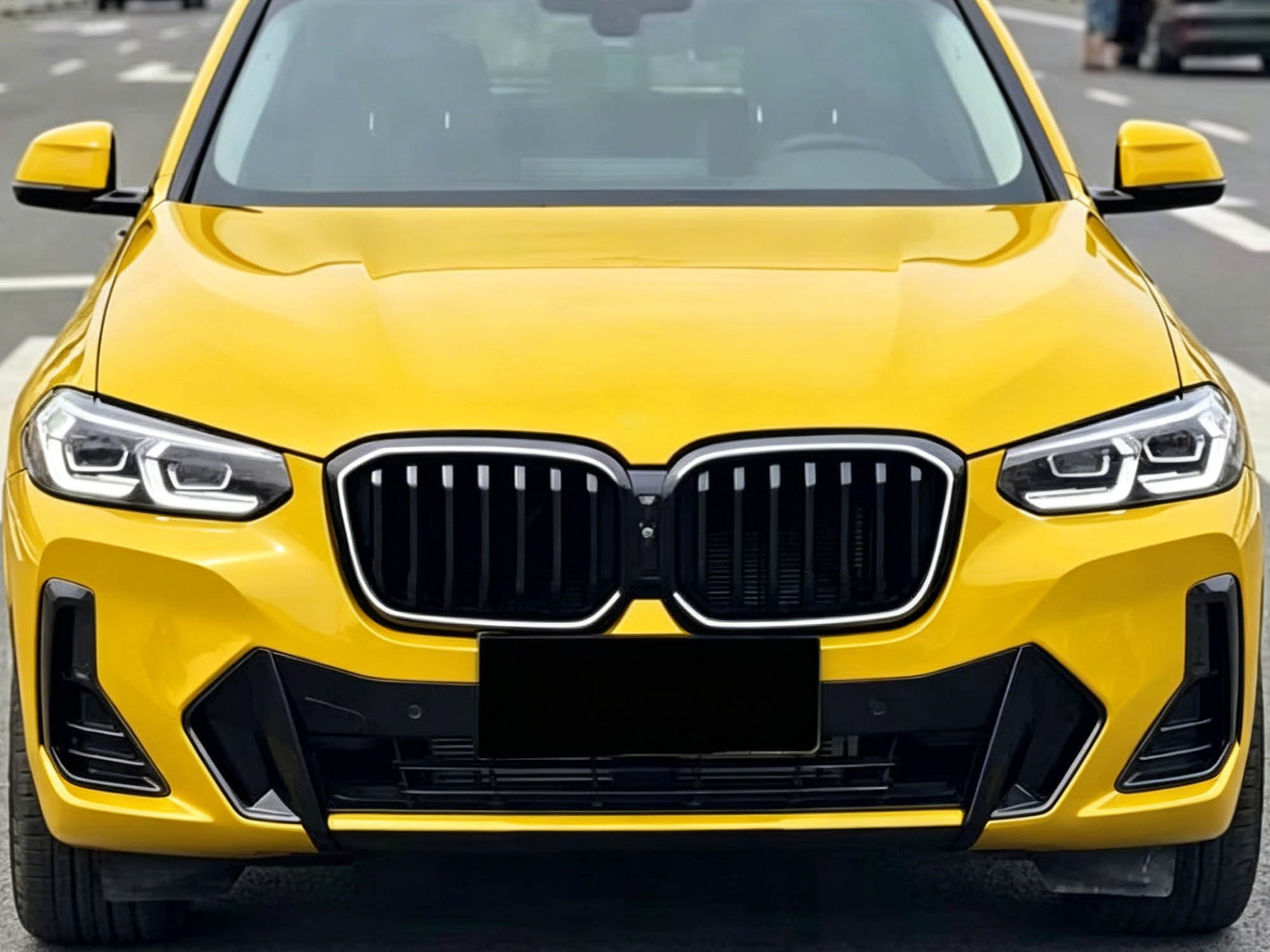 Schwarz Einsteg LED Kühlergrill Frontgrill Grill Nieren für BMW X3 G01 X4 G02 22+ LCI