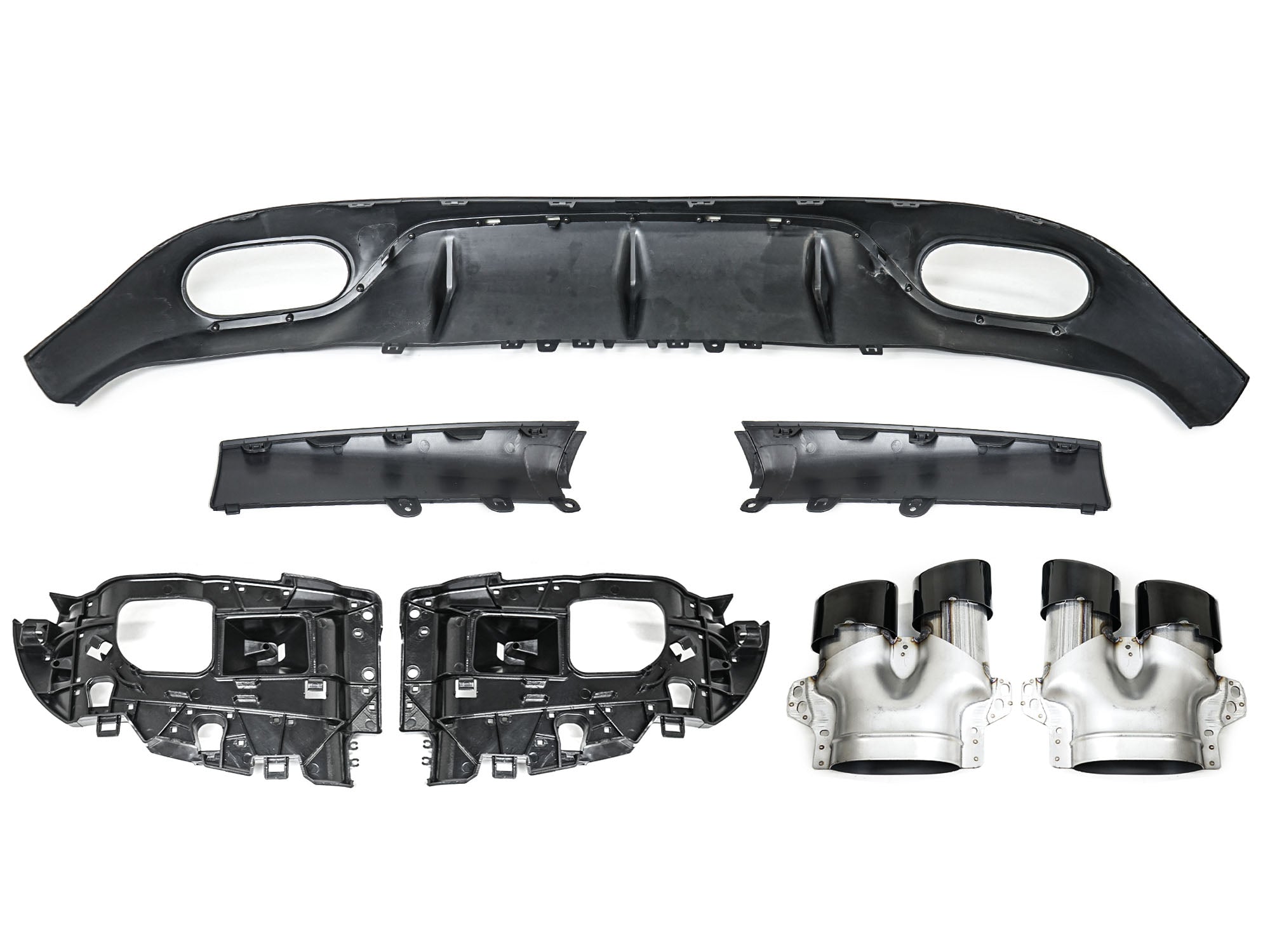 E53 Optik Heckdiffusor Auspuff Schwarz für Mercedes C238 A238 AMG-Line 16-24