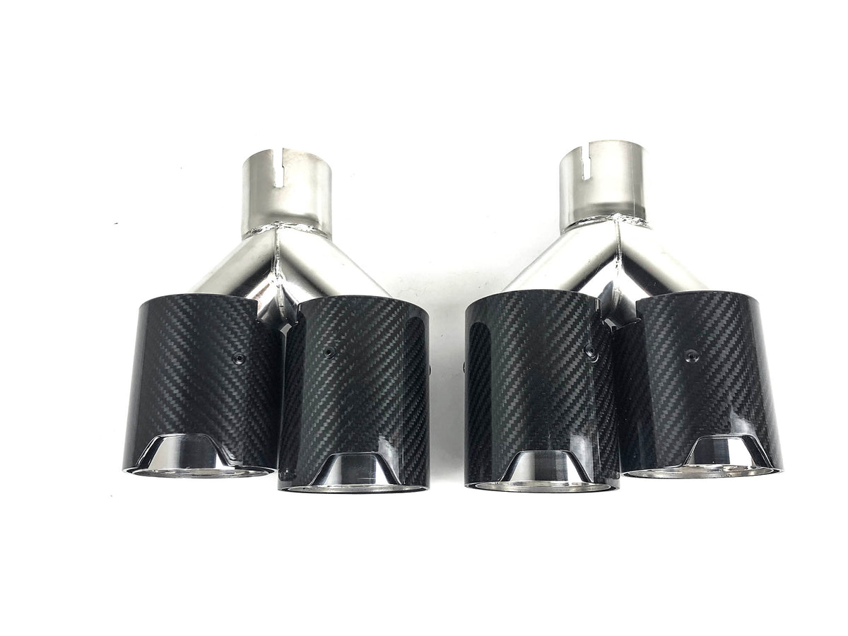 NEU Carbon Duplex Sportauspuff Auspuffblenden Endrohre für AUDI VW Universal 57-61mm et241