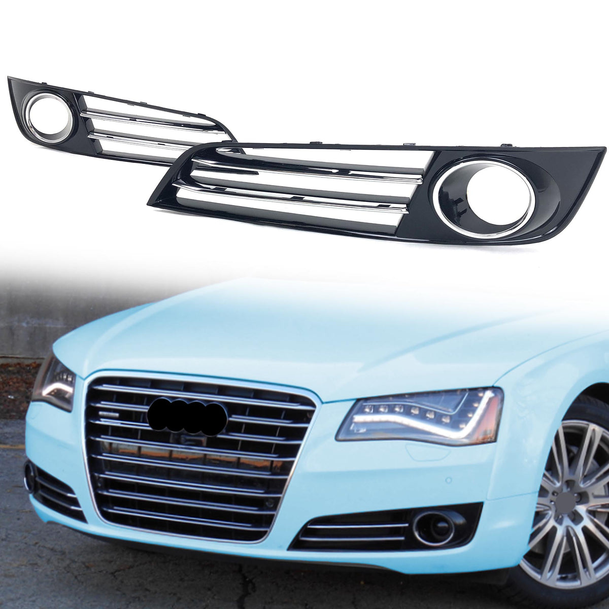 Lüftungsgitter Blenden Grill Gitter Schwarz Chrom für Audi A8 D4 4H 09-13 vor Facelift